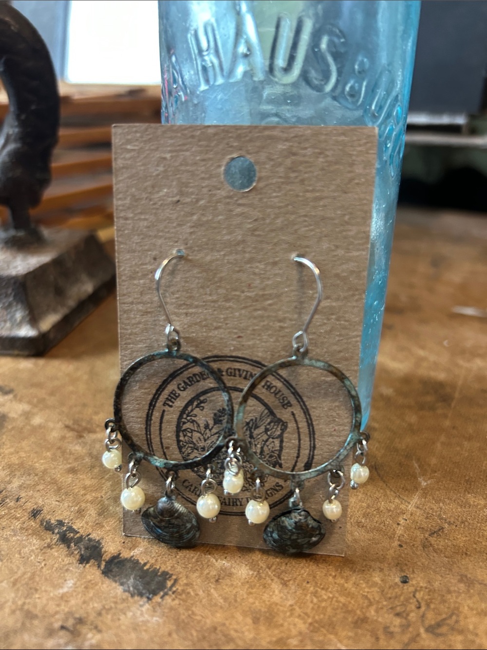 Carrie Fairy Designs Artisan, Handcrafted Cali Earrings Shell & Pearl Charms
